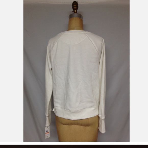 Calvin Klein Logo Print Ribbed Trim Crew Neck Sweatshirt PFT8T1182 S White NWT - Picture 4 of 4